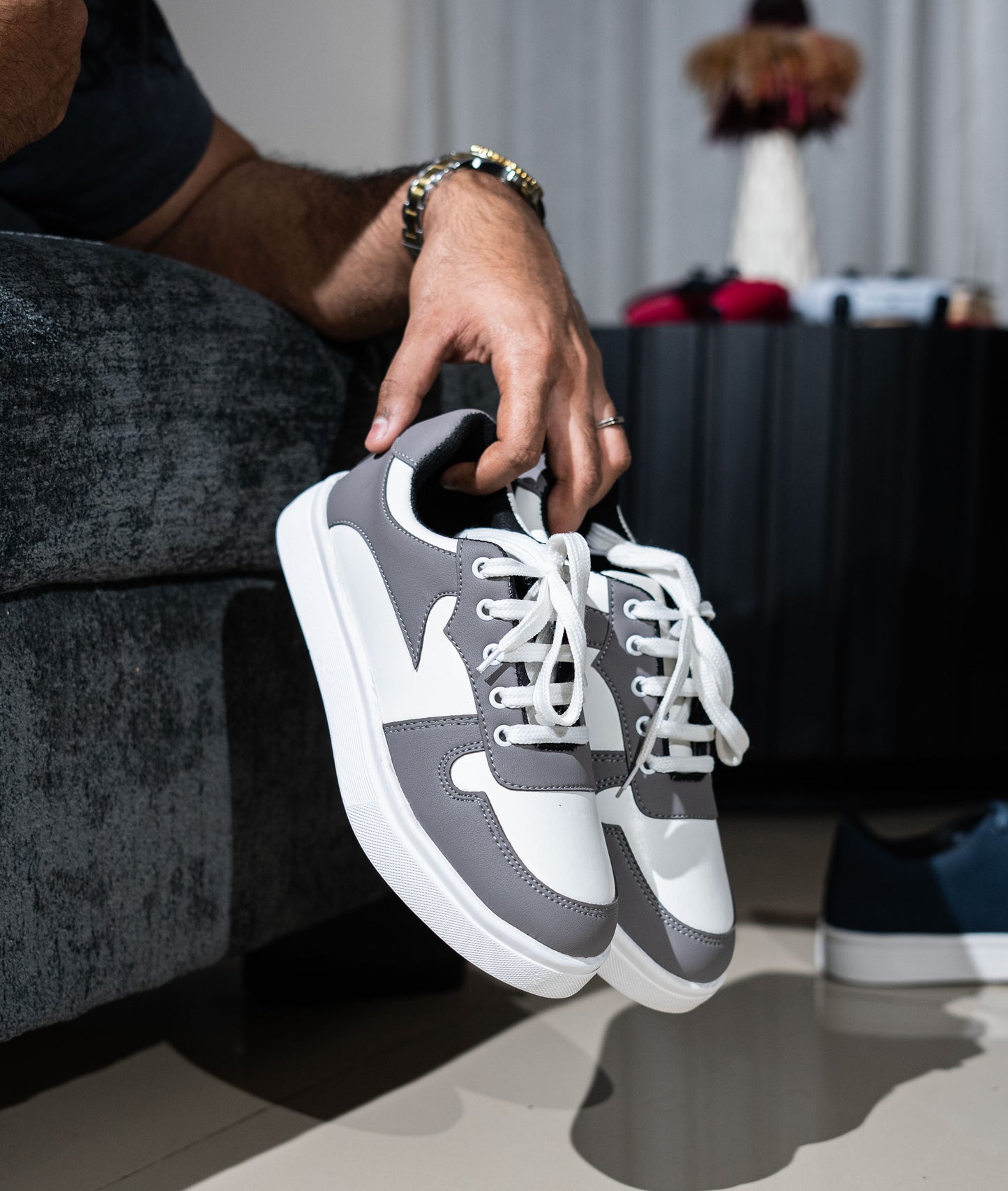 Dark Grey And White Multi Color Sneaker