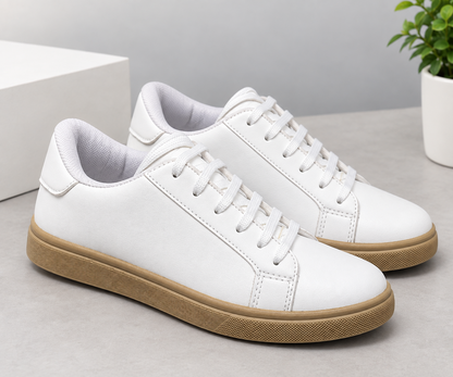 Basic White Sneaker With Honey Sole