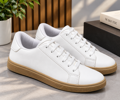 Basic White Sneaker With Honey Sole