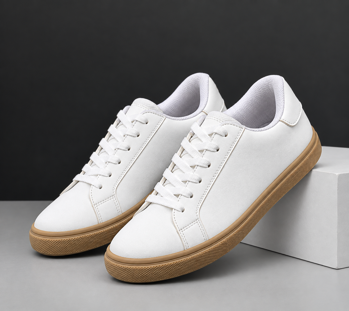 Basic White Sneaker With Honey Sole