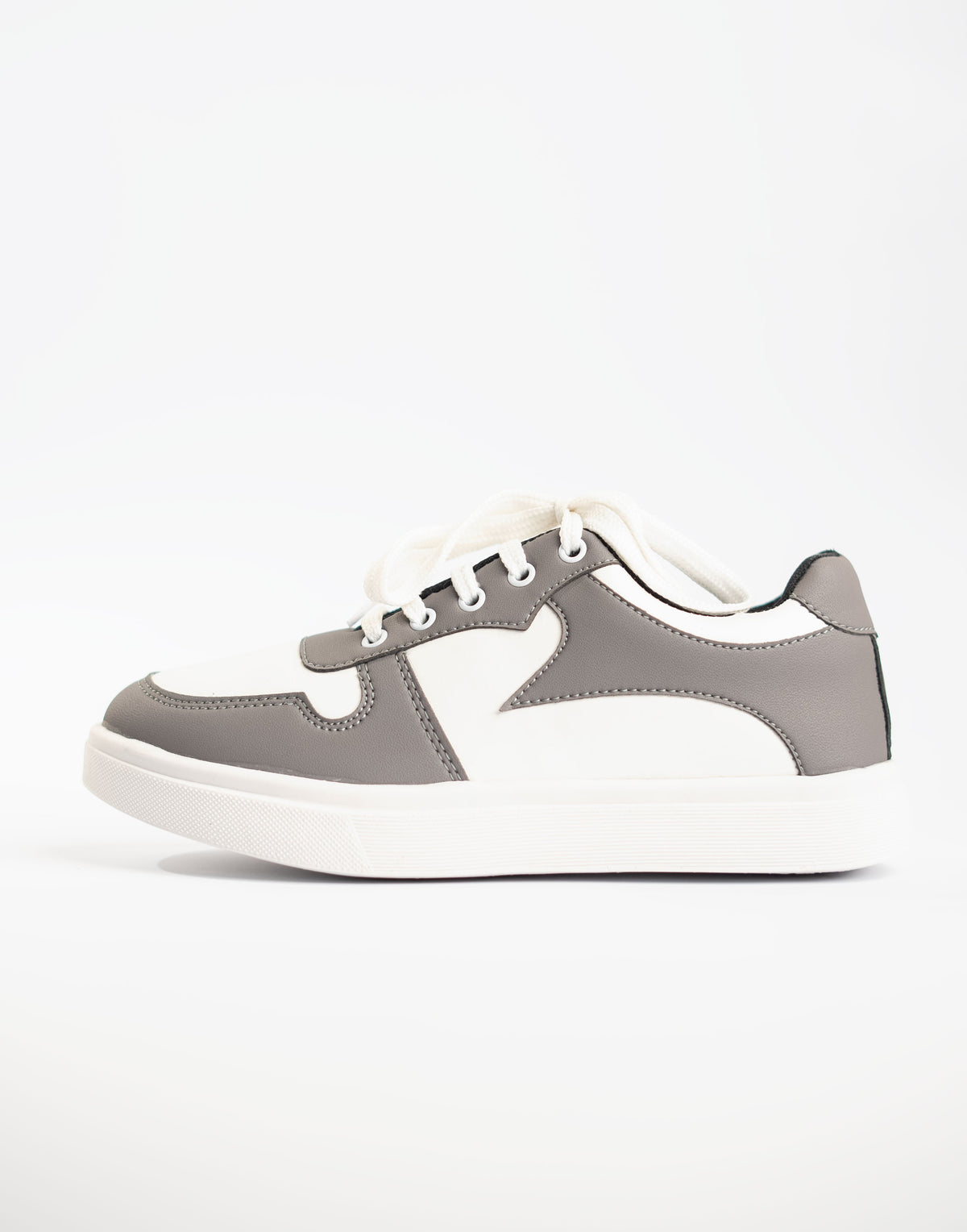 Gray and white sneaker on a white background