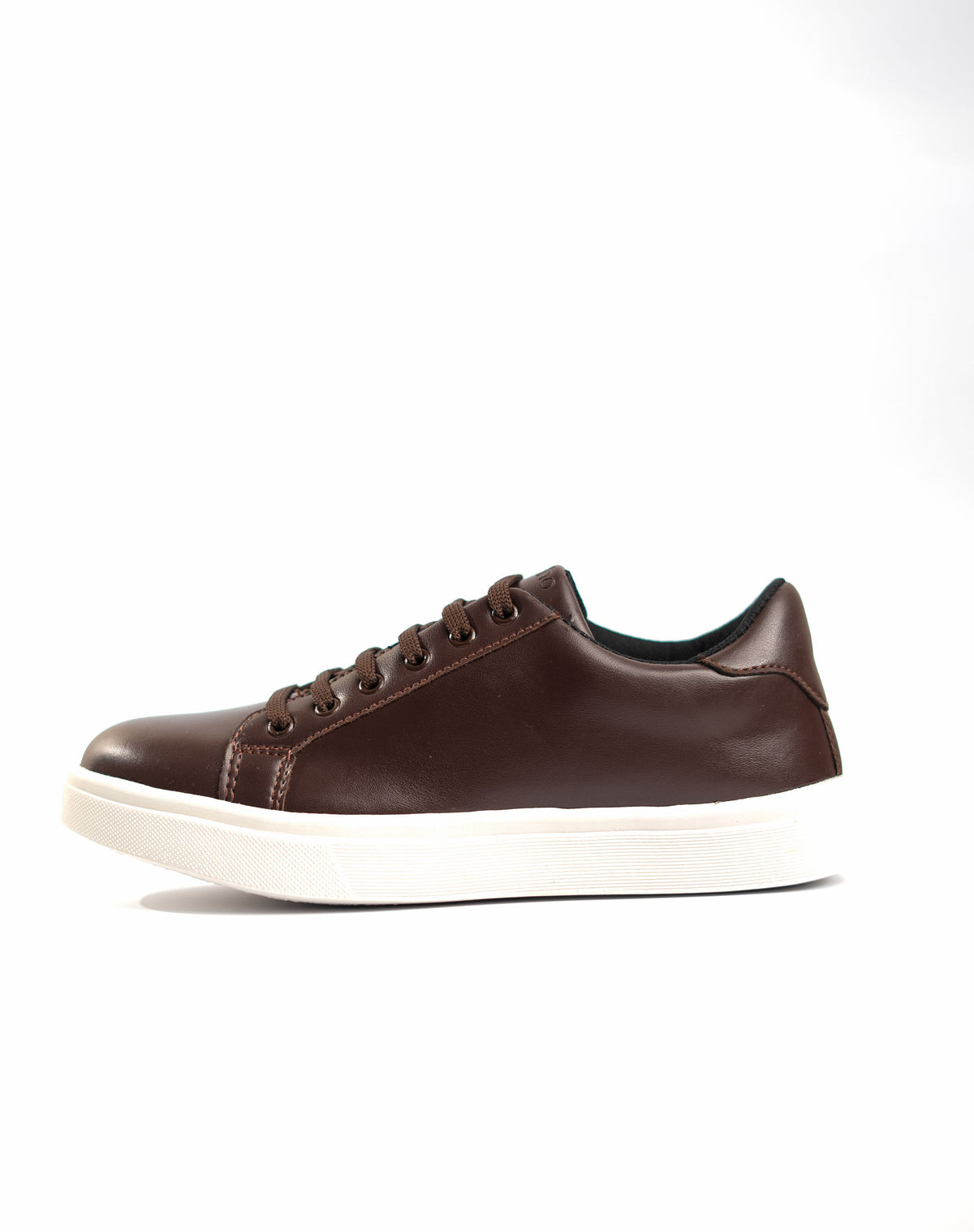 Brown leather sneaker on a white background