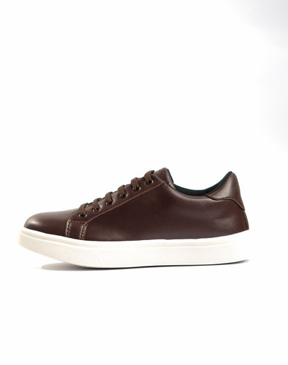 Brown leather sneaker on a white background