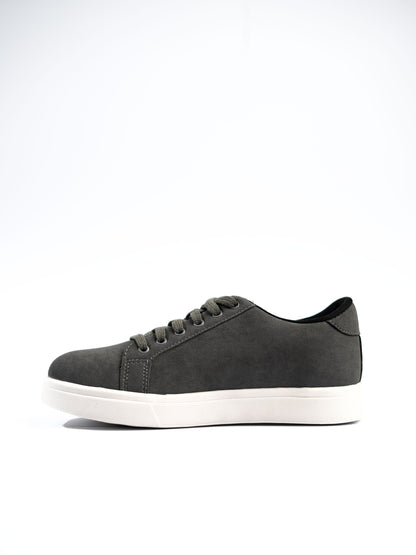 Gray sneaker with white sole on a white background
